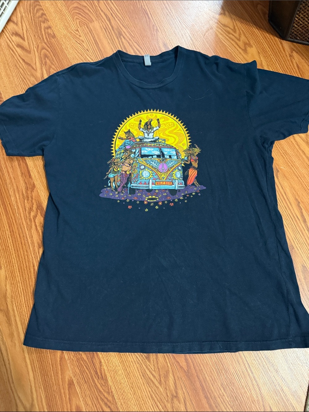 Next Level Apparel Black Tee with Colorful Psychedelic Van Graphic line up on ba